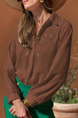 Aiertu  -Casual Hollow Out Turndown Collar Blouses(4 Colors) aiertu