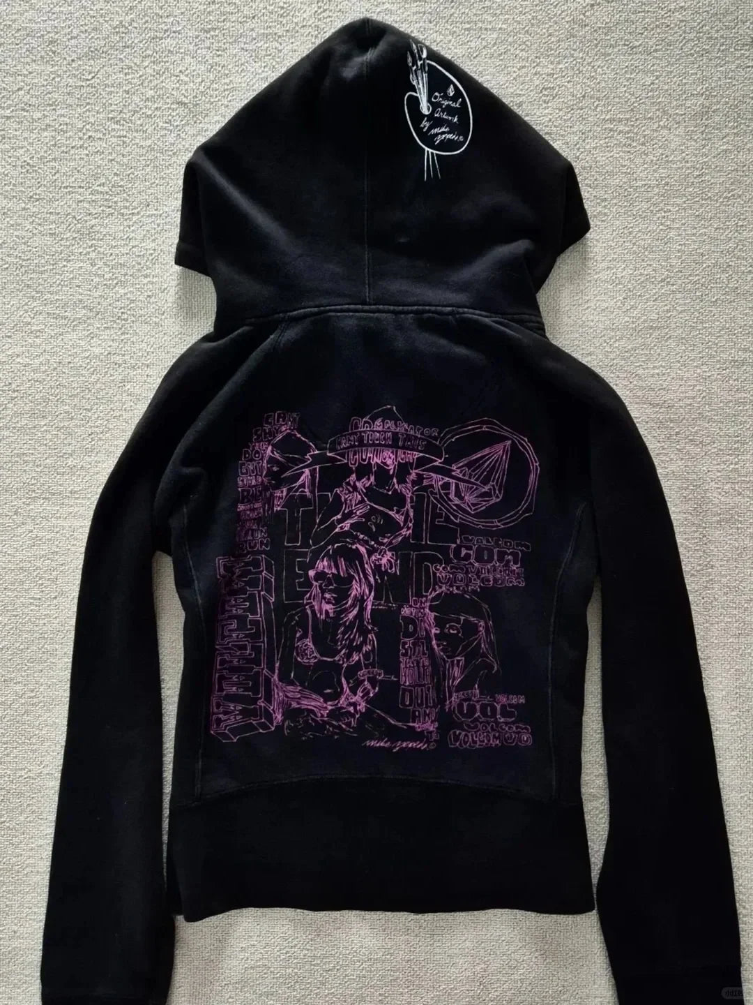 Aiertu  -  High Street Hip-hop Trendy Clothing Black Pattern Zipper Hoodie Y2k Gothic Retro Casual Comfortable Loose Cardigan Jacket Aiertu