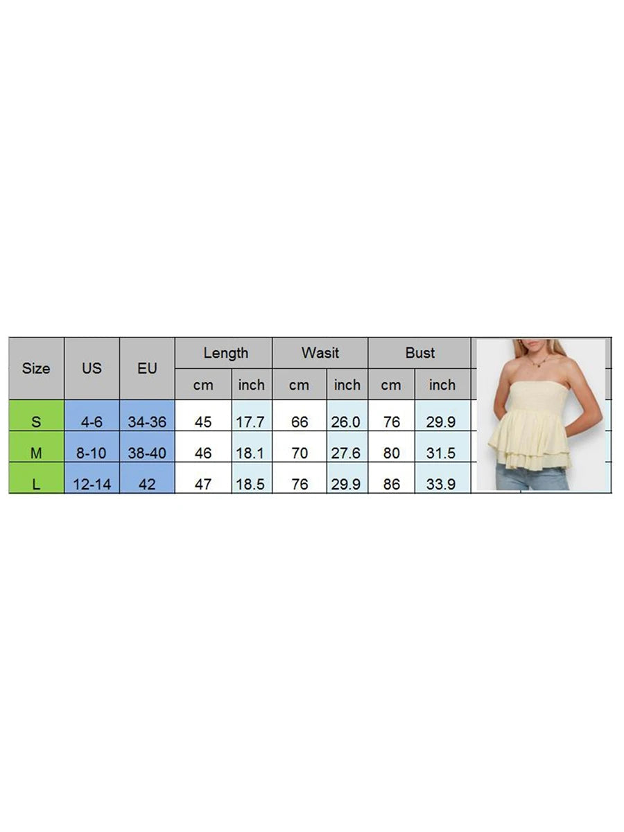 Aiertu  Summer Shirred Tube Tops for Women Off Shoulder Backless Sleeveless Layered Ruffle Vest for Party Club Aiertu