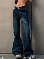 Aiertu  Vintage Washed Distressed Flare Jeans Aiertu