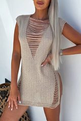 Aiertu  -Sexy Solid Hollowed Out See-through Swimwears Cover Up aiertu