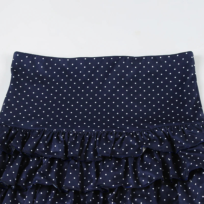 Aiertu  -  Holiday Sexy Dot Printed Dress Sets Women Beach Style Slim 2 Piece Sets Deep V-Neck Halter Tops Low-Waisted Mini Skirts Aiertu