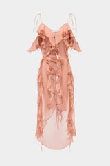 Aiertu  -  Chiffon Ruffle Slip Sleeveless Maxi Dress Aiertu