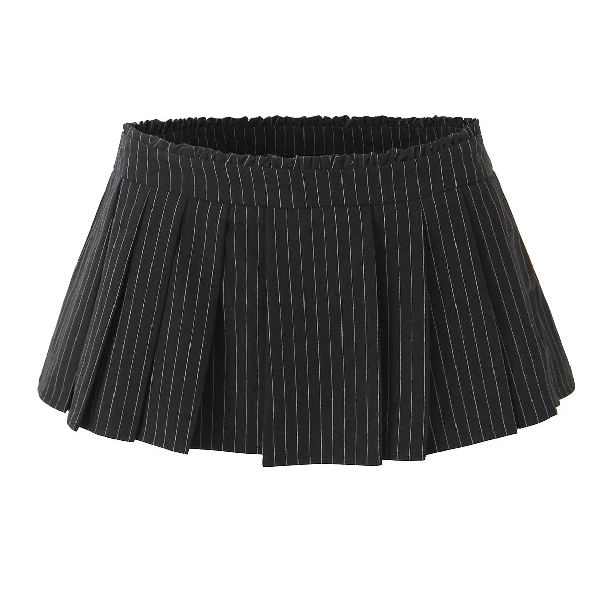 Aiertu  -  2 color Y2K Grey Striped Print Pleated Mini Skirt Sexy Side Zipper Wood ears Low Waist Short Skater Skirts With Underwear Lining Aiertu