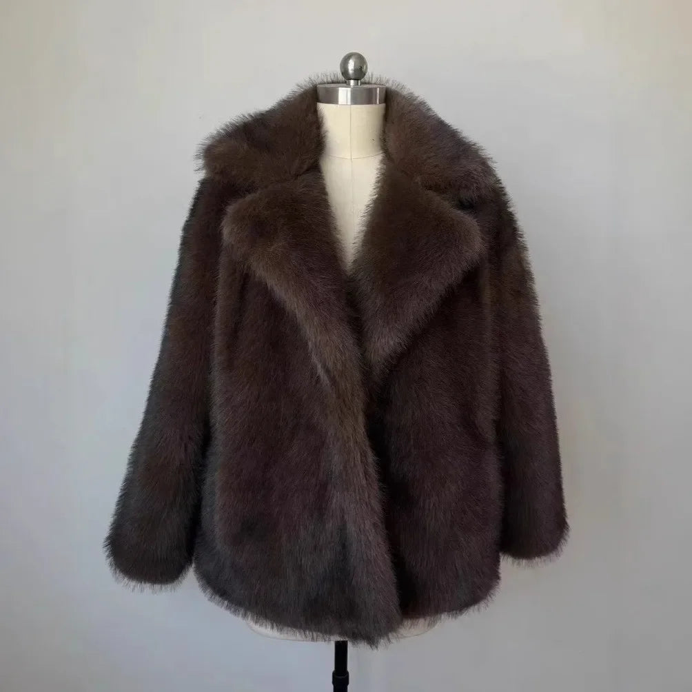 Aiertu  -  Winter Soft Hairy Luxury Faux Fur Coat Girls Oversized Gradient Overcoats Women Thick Warm Outerwear Fluffy Faux Fox Fur Jacket Aiertu
