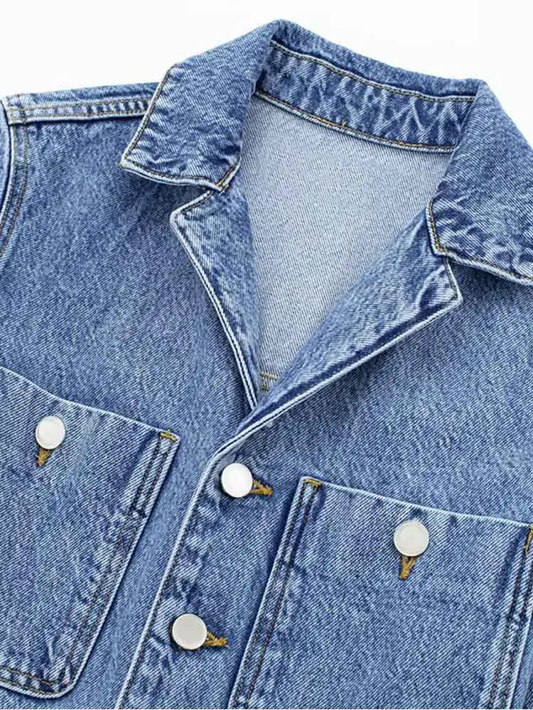 Aiertu  -  Women Y2k Denim Jumpsuit Long Sleeve Elegant Jumpsuits Female Lapel Jeans Overalls Streetwear Summer Office Lady Romper Aiertu