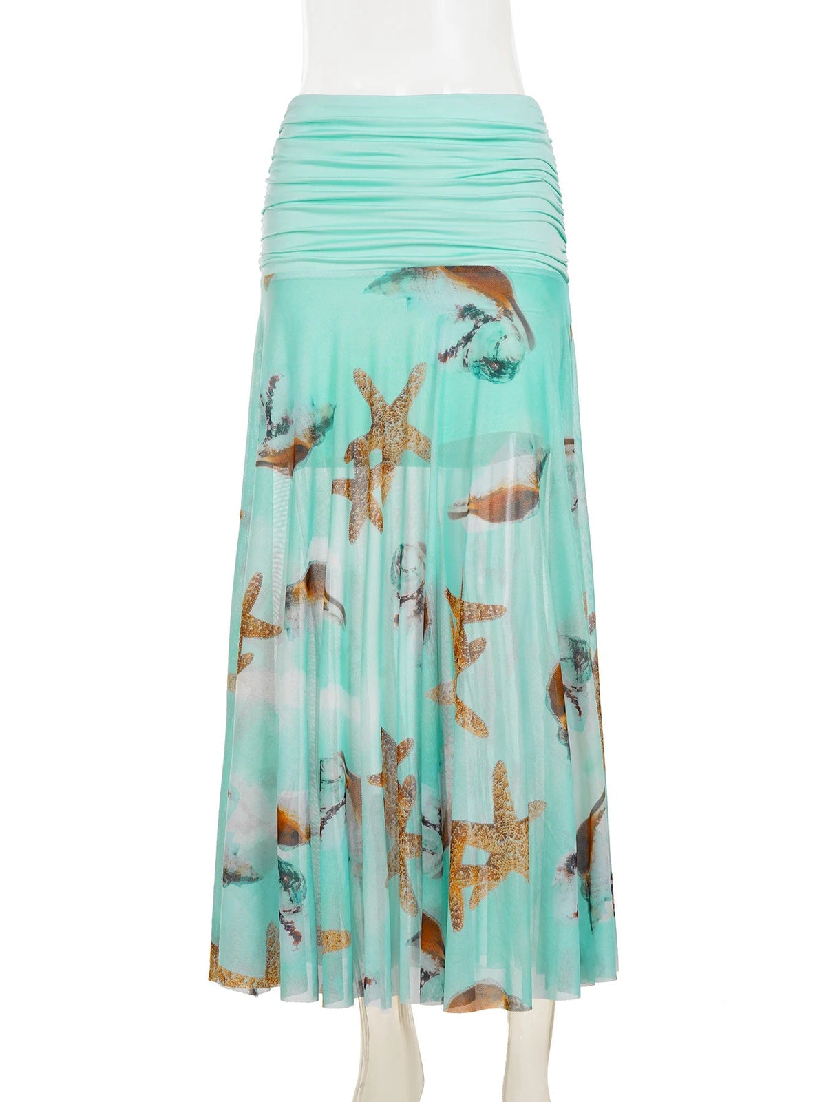 Aiertu  -  Holiday Floral A-Line Skirts Beach Style Casual Folds Low-Waisted Maxi Skirts Women 2025 Summer Fashion Streetwear Lady Aiertu