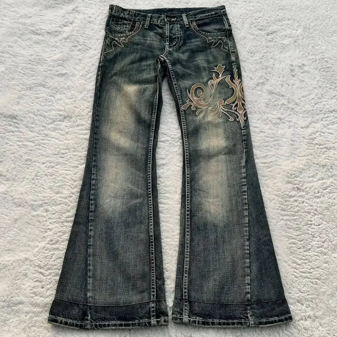 Aiertu  -  Y2K Harajuku Retro American Jeans for Men's Gothic Hip-Hop Street Casual Baggy Blue Jeans New Trendy Versatile Flared Jeans Aiertu
