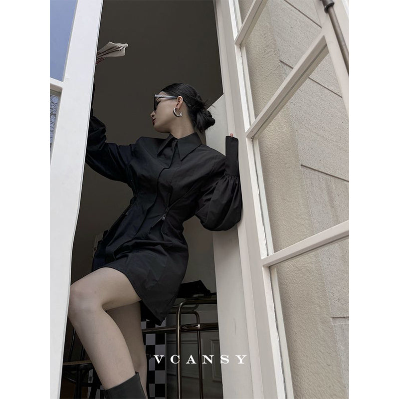Aiertu Y2K Black Shirts Women Gothic Harajuku Zipper Long Sleeve Blouses Office Ladies Fashion Korean Elegant Tunic Chic Tops New Aiertu