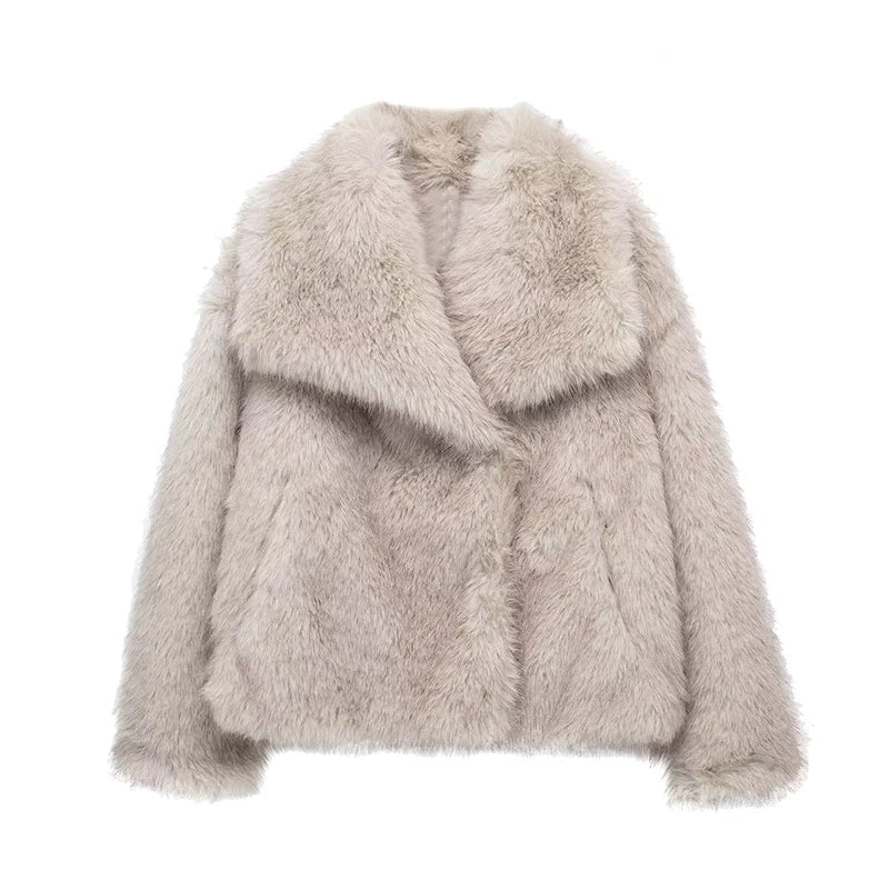 Aiertu  -  Elegant Faux Fur Cardigan Coats Women Winter Long Sleeve Loose Luxury Coats Female Chic Solid Streetwear All-match Outcoat Aiertu
