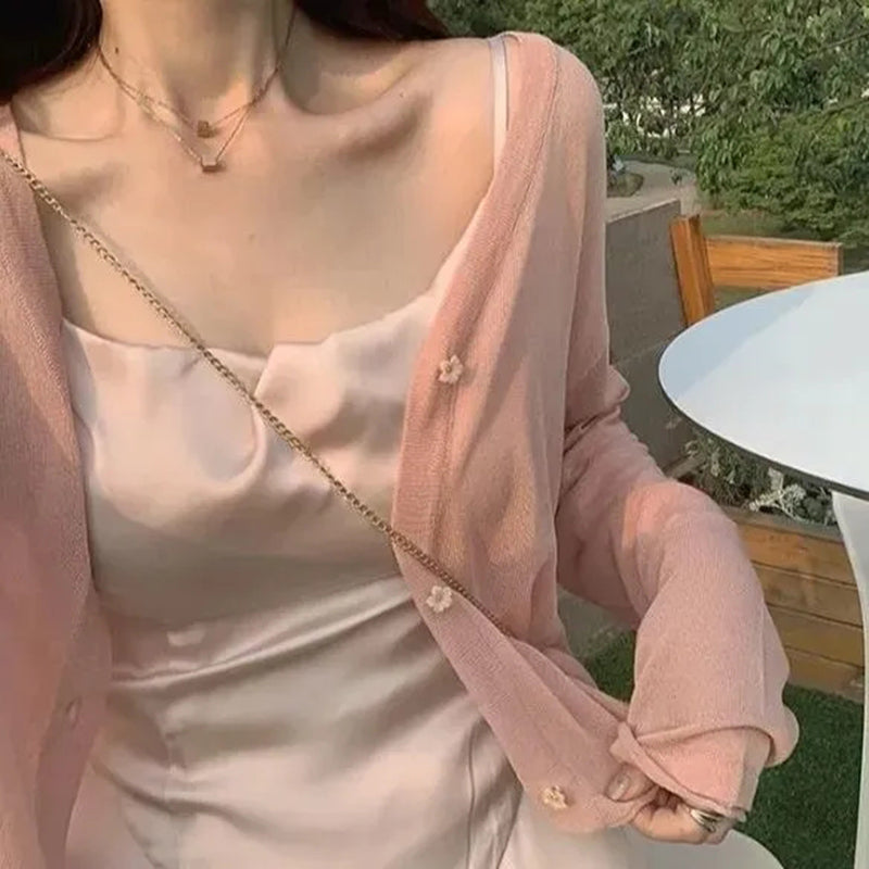 Aiertu 4Xl Sweet Cardigan Women Harajuku Sunscreen Shirts Korean Streetwear All Match Loose Casual Sun Protection Blouse Tops Aiertu