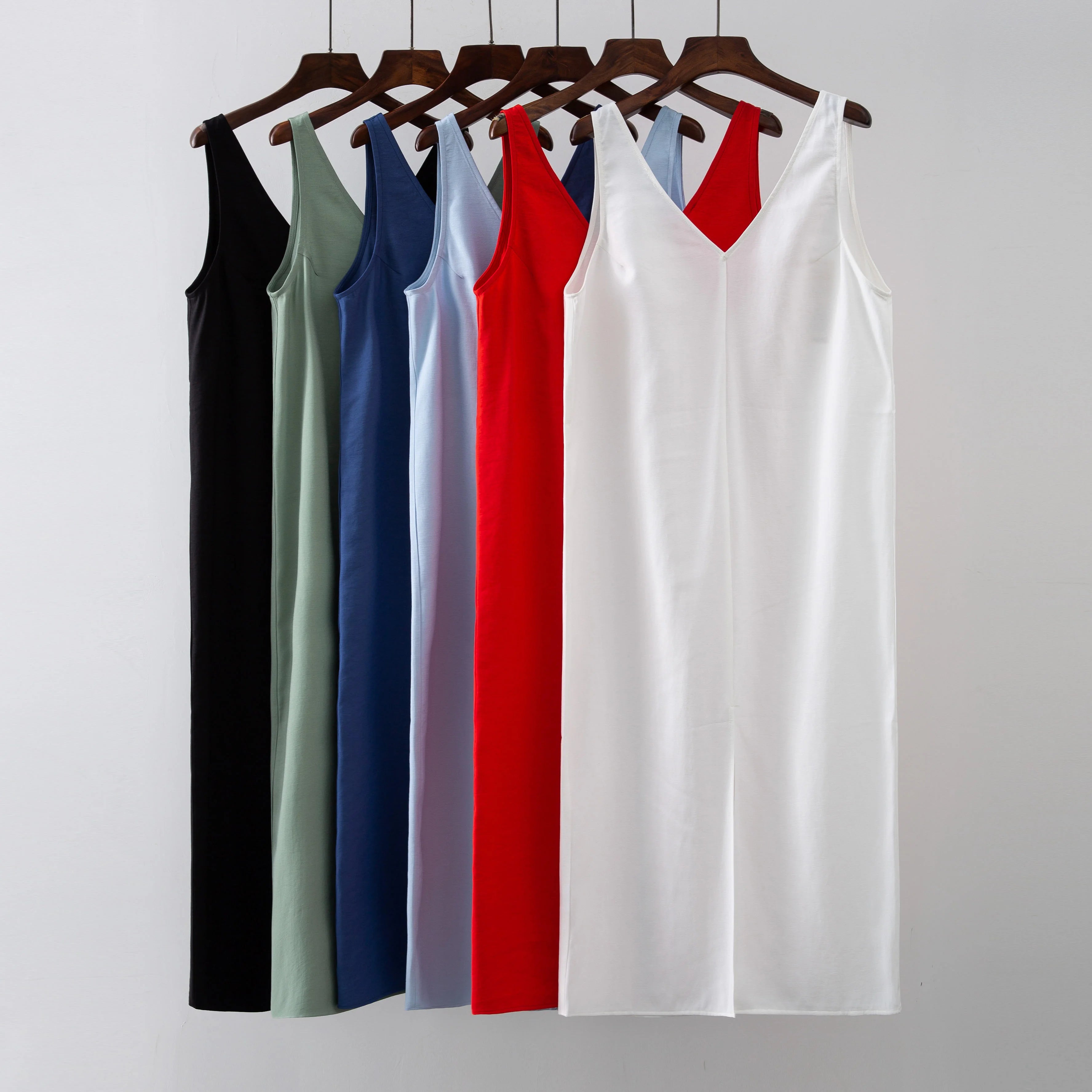 Aiertu  -  2026 Summer Women Solid White V Neck Sleeveless Fashion Dress Split Tank Dress Aiertu