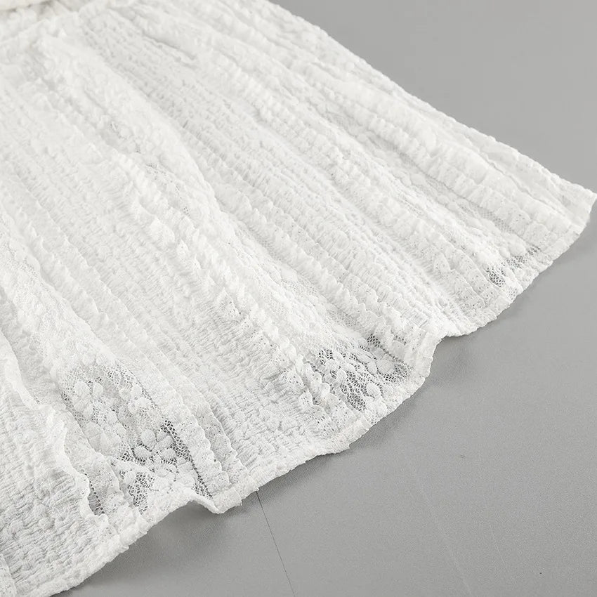 Aiertu  -  New Lace Patchwork White Long Skirt Women High Elastic Waist Textured A-line Maxi Skirts Summer Casual Fashion Holiday Faldas Aiertu