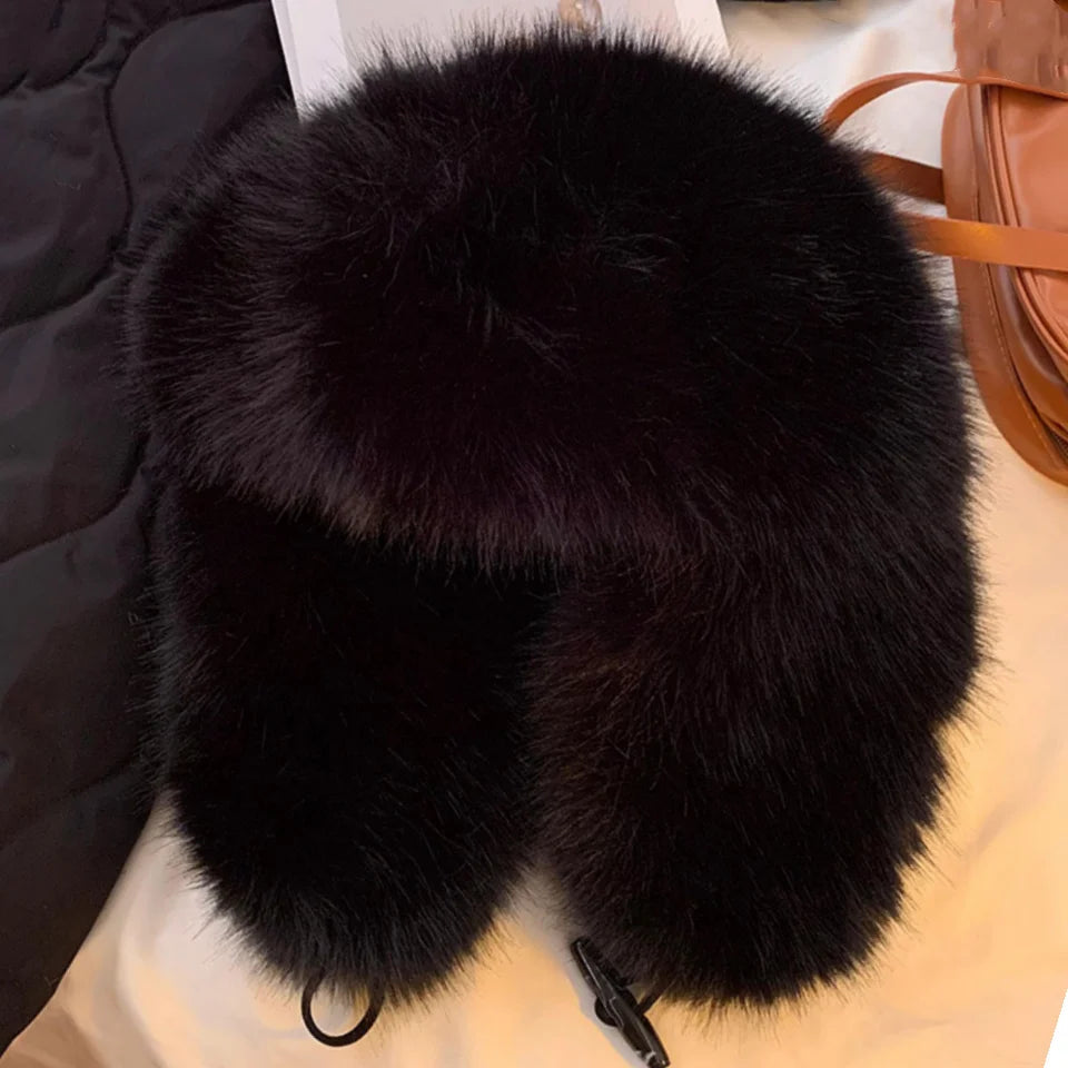 Aiertu  -  Thick Furry Faux Fur Hats For Women Men Winter Outdoor Keep Warm Earflap Ski Hat Girl Corner Buckle Windproof Russian Bomber Cap Aiertu