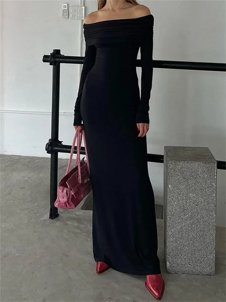 Aiertu  -  Backless Fashion High Waist Maxi Dress For Women Patchwork Solid Elegant Streetwear Pleated Women's Sexy Long Dress 2026 Aiertu