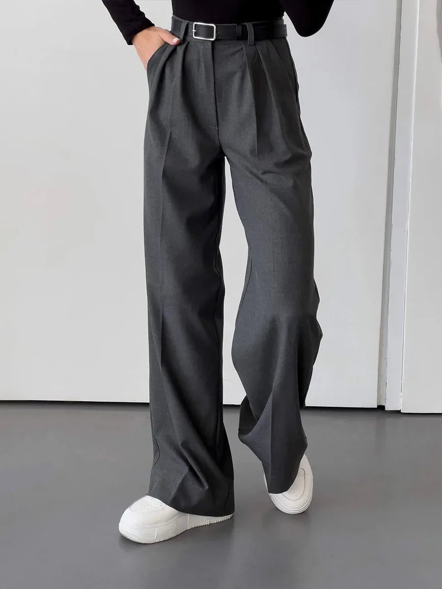 Aiertu  -  Spring Summer New Slim Fit Straight Leg Pants Women's Design High Waist Trousers Simple Office Lady Chic Suit Pants Aiertu