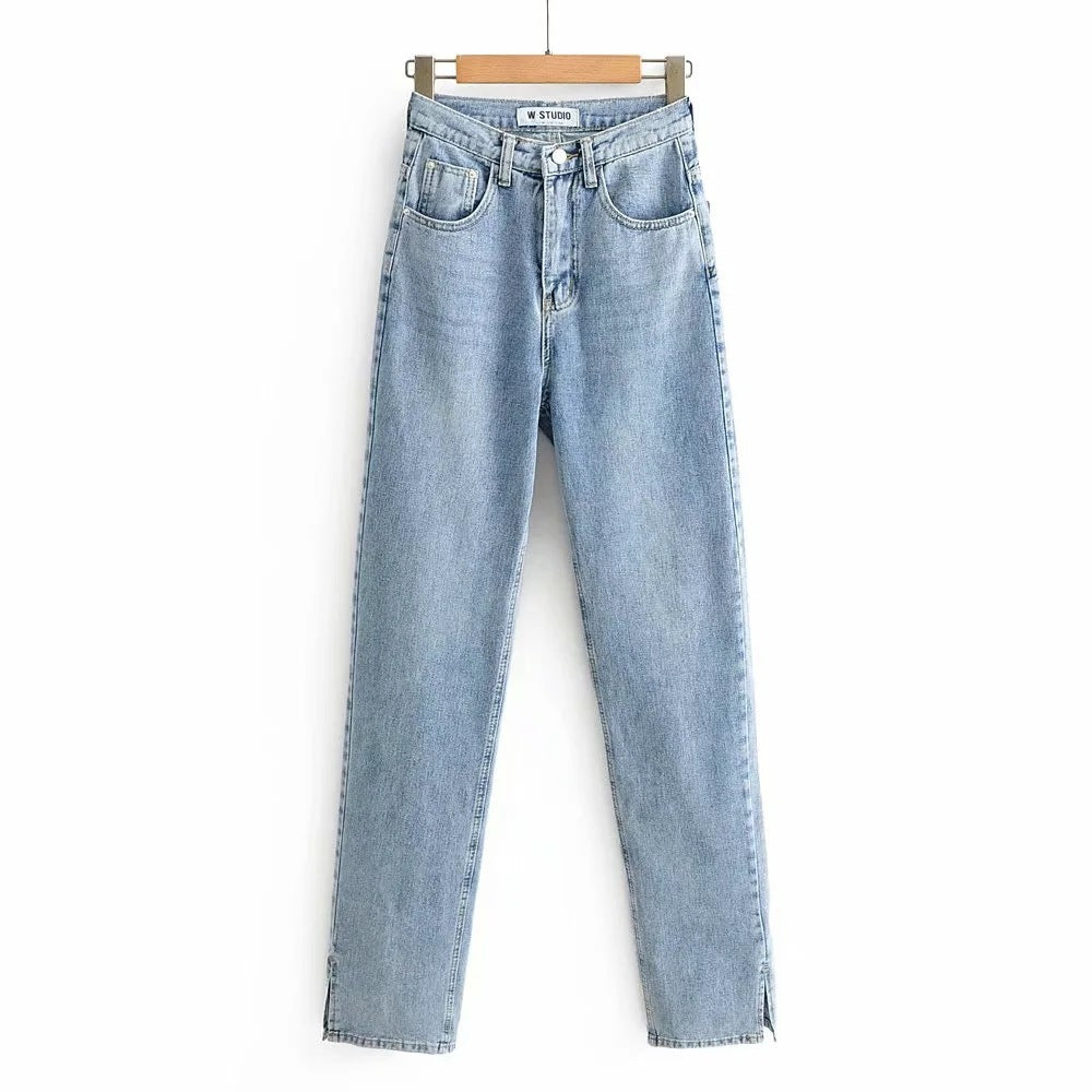 Aiertu going out outfits Street High Waist Floor Split Jeans Loose Slimming Straight Mop Draping Trousers aiertu