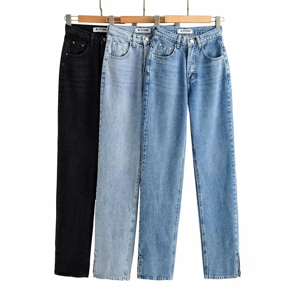 Aiertu going out outfits Street High Waist Floor Split Jeans Loose Slimming Straight Mop Draping Trousers aiertu