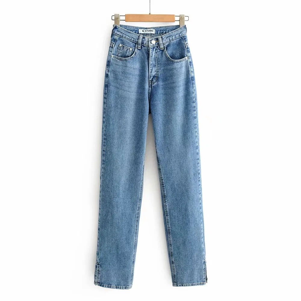 Aiertu going out outfits Street High Waist Floor Split Jeans Loose Slimming Straight Mop Draping Trousers aiertu