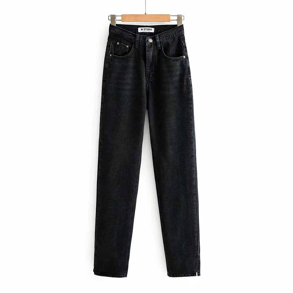 Aiertu going out outfits Street High Waist Floor Split Jeans Loose Slimming Straight Mop Draping Trousers aiertu
