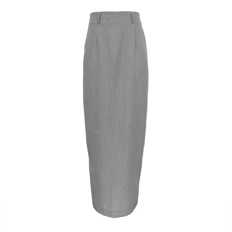 Aiertu  -  party look snspos Simple Retro Office Lady Straight Split Skirt All-match Solid Color High-waist Temperament Wrapped Hip Zip Suit Style Skirt Aiertu