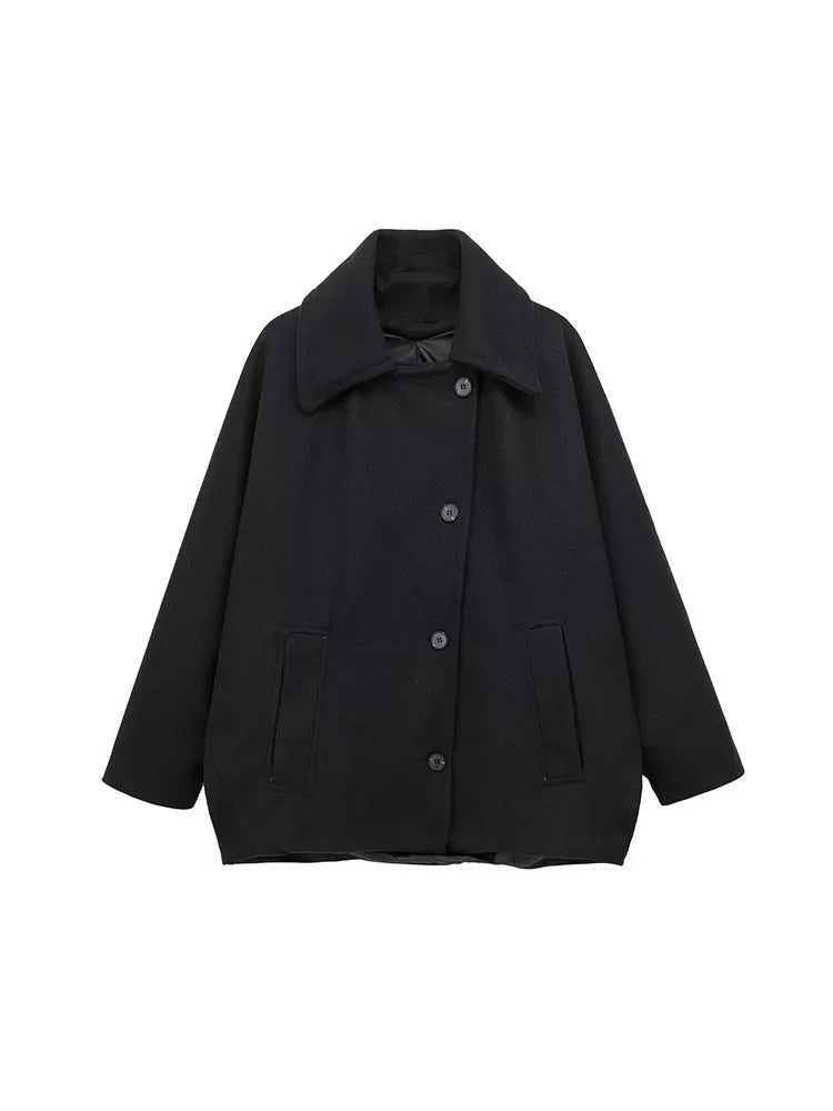 Aiertu  Women Fashion Solid Single Breasted Jackets Coats Vintage Lapel Neck Long Sleeves Female Chic Lady Outfits Aiertu