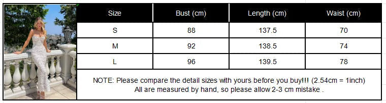 Aiertu  -  Elegant Lace Mesh Sheer White Slip Long Dresses Women Sexy Sleeveless Floral Bodycon Hollow Out Robe Lady Club Party Vestidos Aiertu