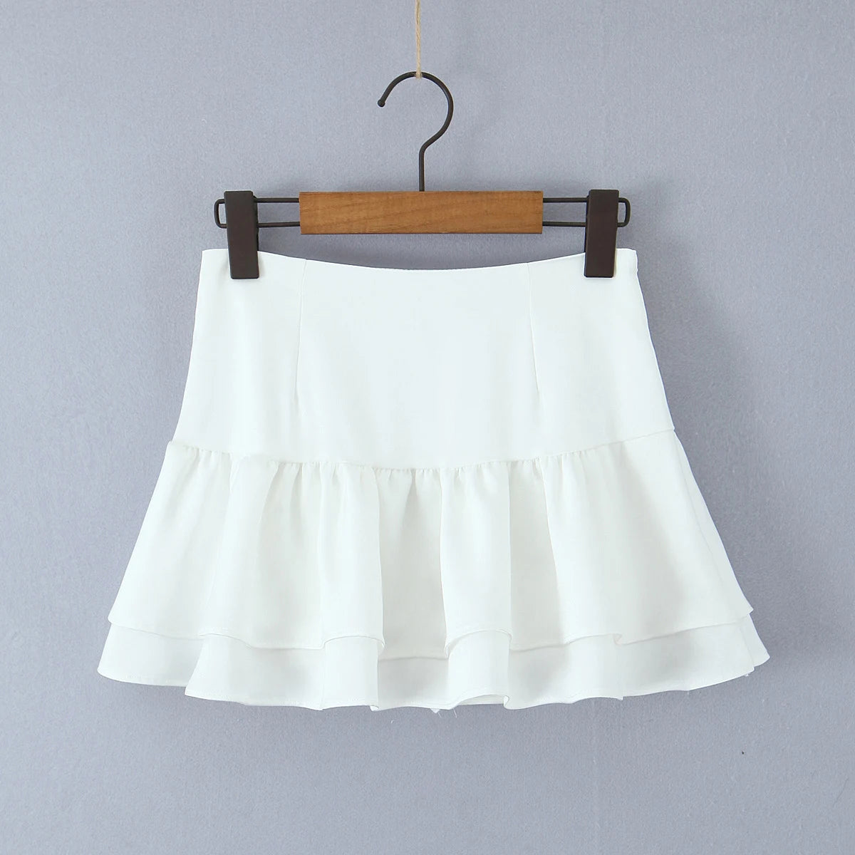 Aiertu  -  Summer eyelets Cross Lacing Up Bow Front Short Lantern Sleeve Shirt + Low Waist Package Hips Ruffles Hem Mini Skirt Sets Aiertu