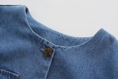 Aiertu  -  Small fragrant style gold button denim jacket for women in spring and autumn design niche retro Hong Kong style chic little jack Aiertu