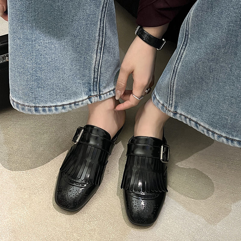 Aiertu  New Genuine Leather Tassels Loafers Woman Round Toe Slip-on Casual Shoes Spring Summer Shoes Outdoors Walk Shoes Woman Aiertu