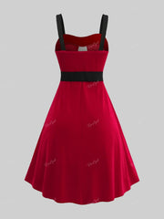 Aiertu  -  Plus Size Heart Buckle Belt Tank Dress Women Casual Vestidos New Patchwork Colorblock Christmas Dresses Aiertu