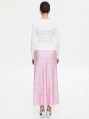 Aiertu  -  Women's Printed Skirt Fashion Fragmented Flower Colored Ding Printed Long Skirt Hanging High Waist Long A-line Skirt Aiertu