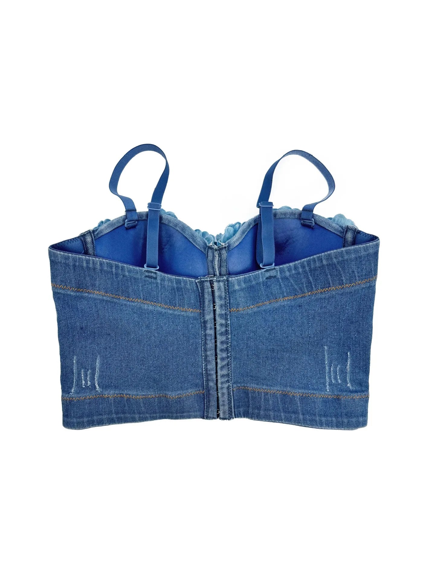 Aiertu  -  2025 Women's Handmade 3D Floral Denim Corset Bra Top Fishbone Bustier No Elasticity Push Up Bra Sexy Bralette Lingerie Aiertu