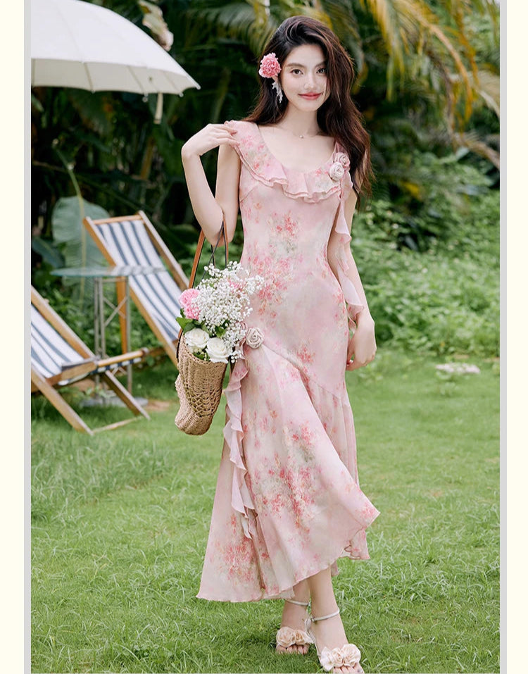 Aiertu  Honey Vine Vintage-Floral Ethereal Essence Dress Aiertu