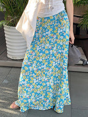 Aiertu  -Floral High-Waist Tie A-Line Skirt aiertu