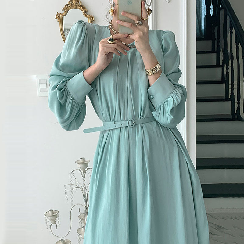 Aiertu - Round Neck Shiny Dress Aiertu