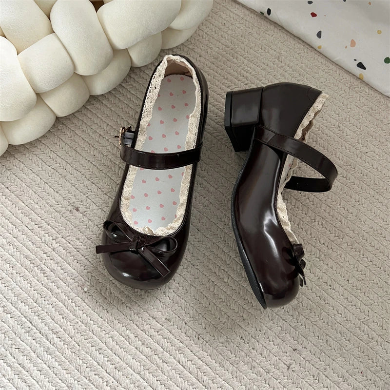 Aiertu  -  Fashion JK Women Mary Jane Shoes Ladies Causal Shallow Butterfly-knot Shoes Spring Autumn Female Leather Shoes Aiertu