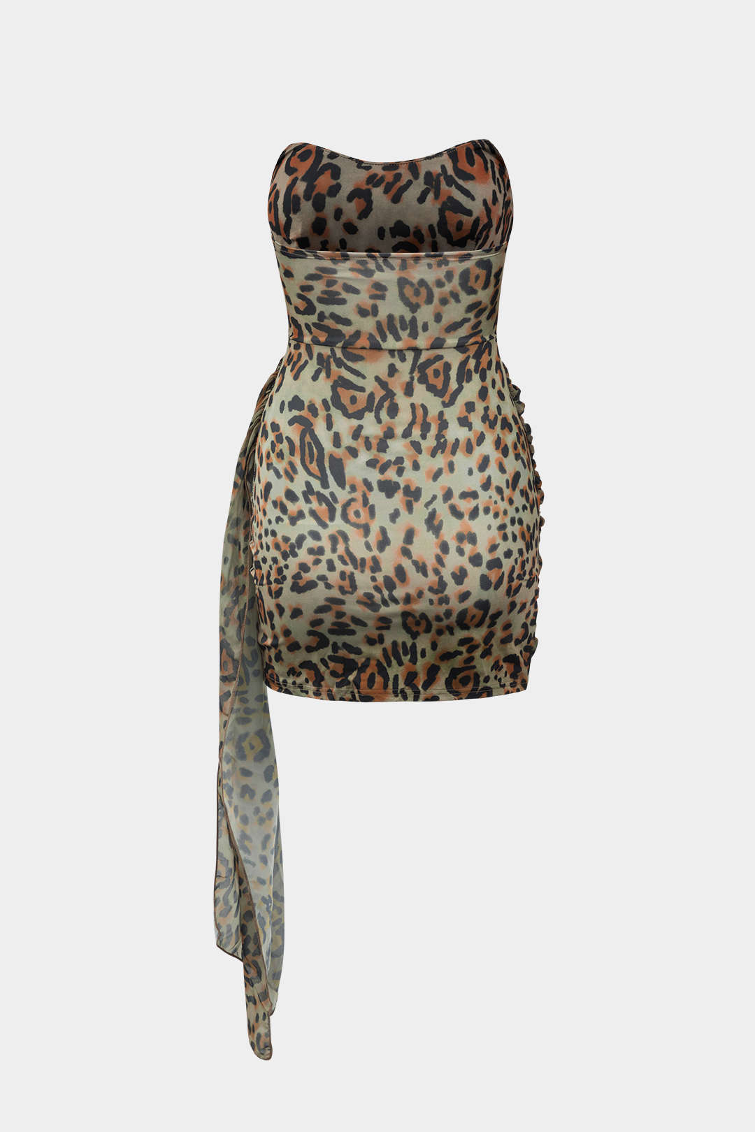 Aiertu  Floral Print Wrap Ruched Strapless Mini Dress Aiertu