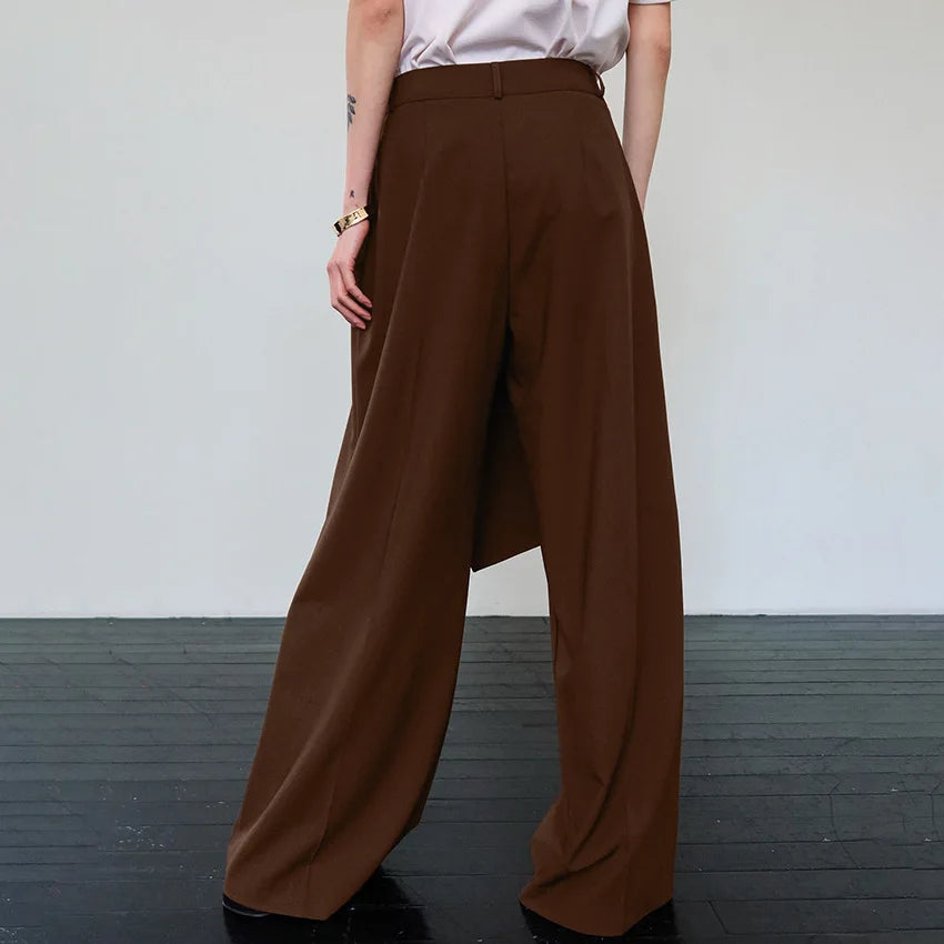 Aiertu  -  Autumn Loose High-Waist Long Pants Women Elegant Elastic Fashion Casual Pleated Patchwork High Waist Female Long Pants Aiertu