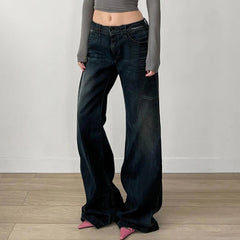 Aiertu  -   Grunge Aesthetic Baggy Jeans Fashion High Street Retro Harajuku Loose Denim Pants Korean Casual Y2K Wide Leg Trousers Aiertu