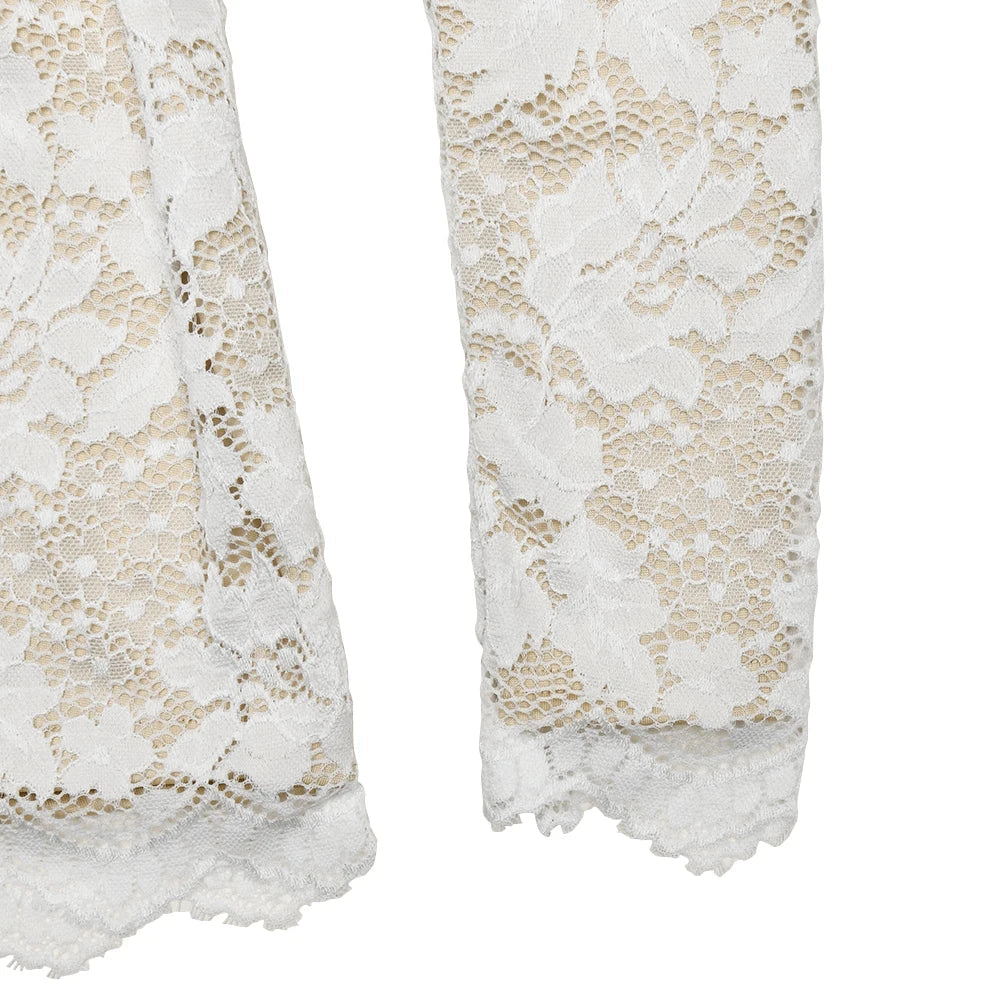 Aiertu  -  Temperament Long Sleeved Lace Patchwork Playsuit Women Fashion Round Neck Lace Up Tight Jumpsuit Summer New Rompers 2026 Aiertu