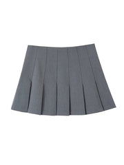 Aiertu  Women Fashion Grey Pleated Side Zipper Mini Skirts Vintage High Waist A-Line Female Chic Lady Skirts Aiertu