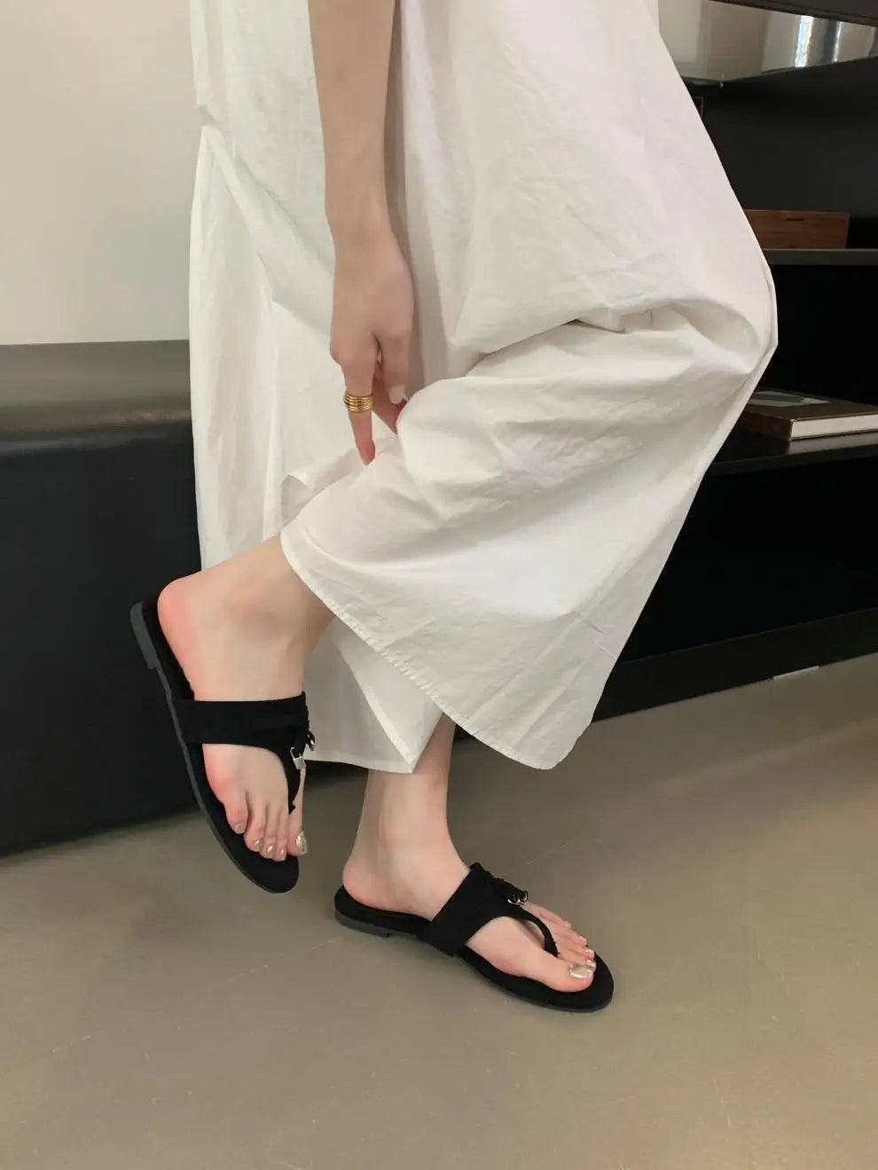 Aiertu  -  Fashion Women Casual Faux Suede Slippers Wedges Heel Cork Mules Platform Clog Non Slip Sole Buckle Outdoor Home Shoes Aiertu
