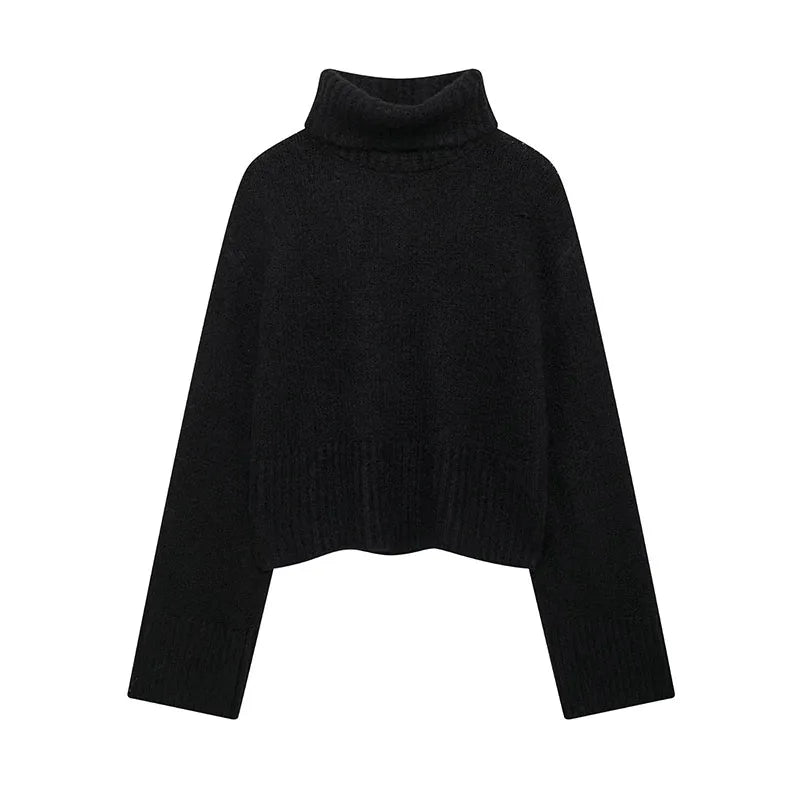 Aiertu  -  Cropped Pullovers Women Sweater Knit Loose Turtleneck  Long Sleeve Female Knitted Top Autumn Winter Fashion Lady Outwear Aiertu