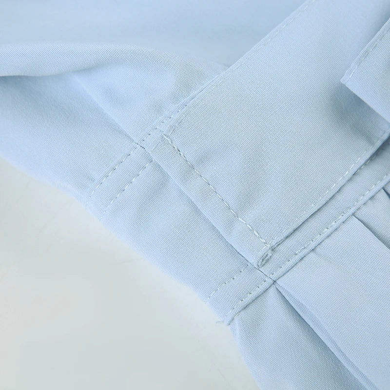 Aiertu  -  Fashion Solid Ruched Button A-Line Pleated Women Dresses Puff Sleeve Slim Fit Design Summer Sweet Frocks Aiertu