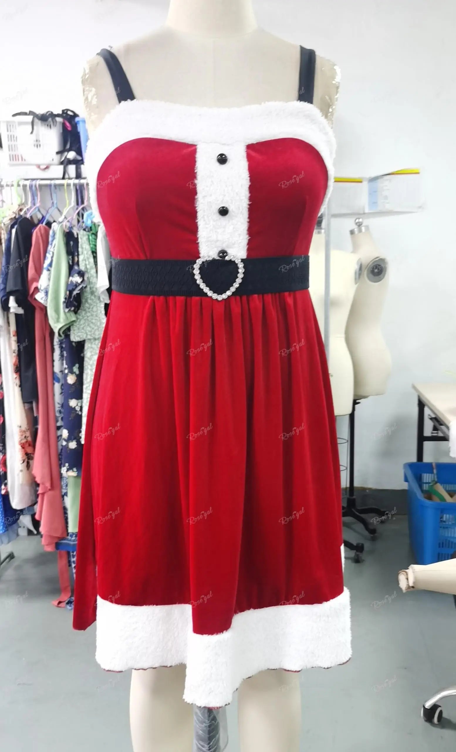 Aiertu  -  Plus Size Heart Buckle Belt Tank Dress Women Casual Vestidos New Patchwork Colorblock Christmas Dresses Aiertu