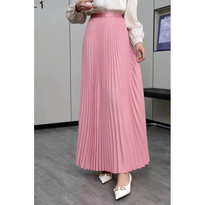 Aiertu Brand Spring Clothes Women Autumn Fashion Casual Office Lady Pleated Skirt Women New Hight Waist Solid Long Skirt Aiertu