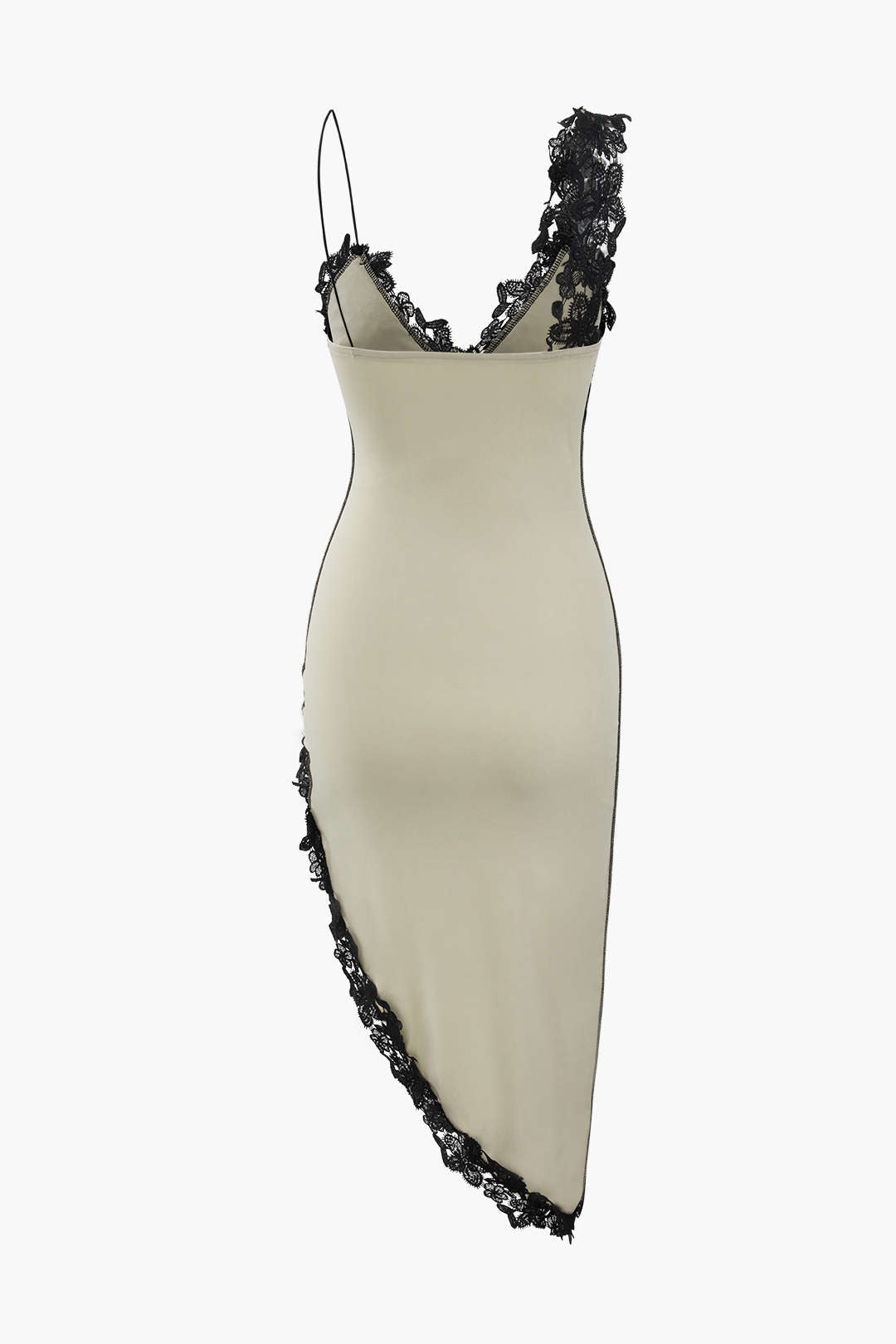 Aiertu  Asymmetric Lace Panel Midi Dress Aiertu