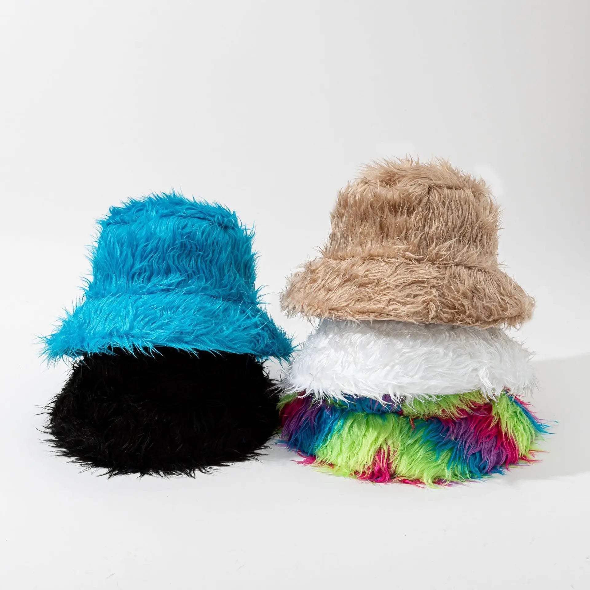 Aiertu  -  New Plush Faux Fur Bucket Hats For Women Men Outdoor Warm Panama Hat Female Adjustable Lady Luxury FNashion Party Fisherman Caps Aiertu