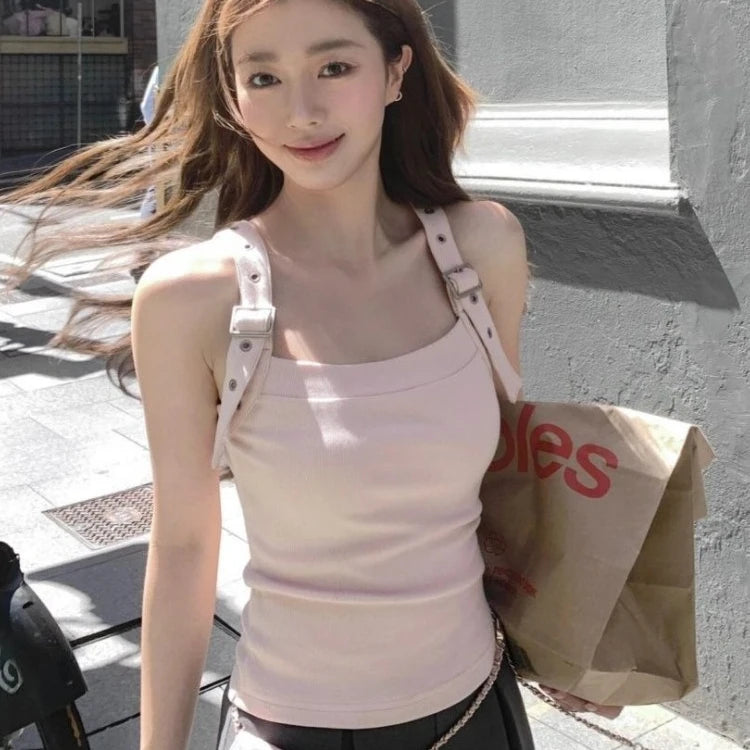 Aiertu  Streetwear Vintage Fairy Solid Backless Tank Tops 2025 Summer Women Y2k Aesthetic Cropped Camisole Harajuku Grunge Bodycon Tanks Aiertu